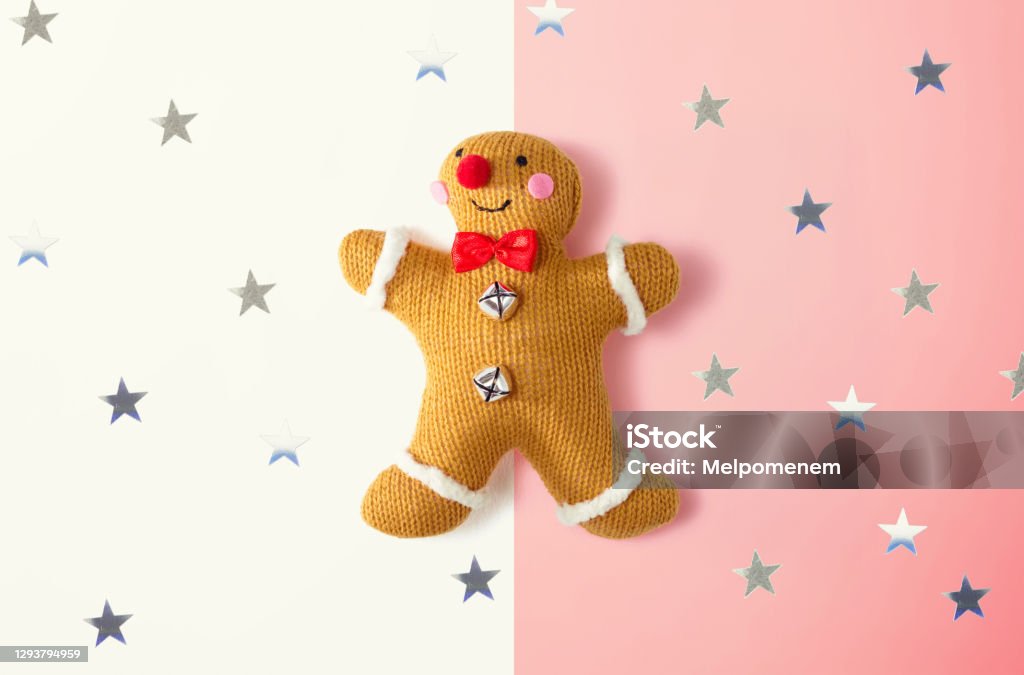 Christmas gingerbread with little stars Christmas gingerbread with little stars - flat lay Bread Stock Photo