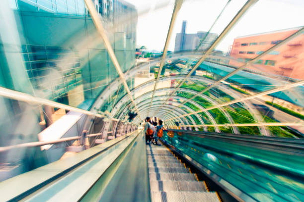 istock Abstract motion blur view through an escalator tunnel 1293794990