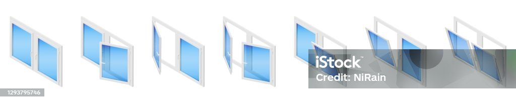 Isometric Vector Window Isometric Vector Illustration Plastic Windows Isolated On White ...