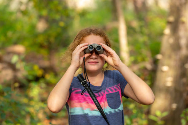 istock Girl Using Binoculars in Woods for Bird Watching 1293795913
