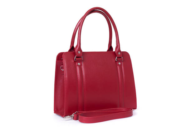 istock red stylish ladies leather bag on a white background 1293798422