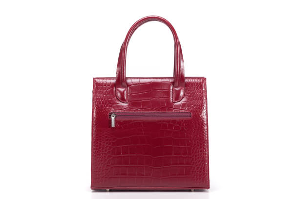 istock red stylish ladies leather bag on a white background, back view 1293798607
