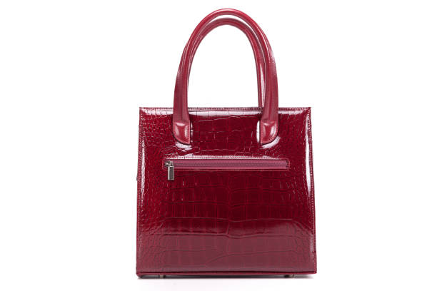 istock red stylish ladies leather bag on a white background, back view 1293798679