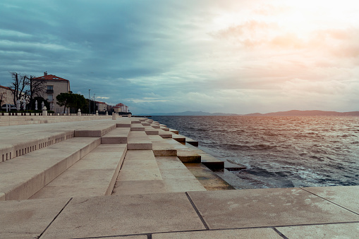 Zadar sea organs, musical instrument powered by the underwater sea stream, Croatia