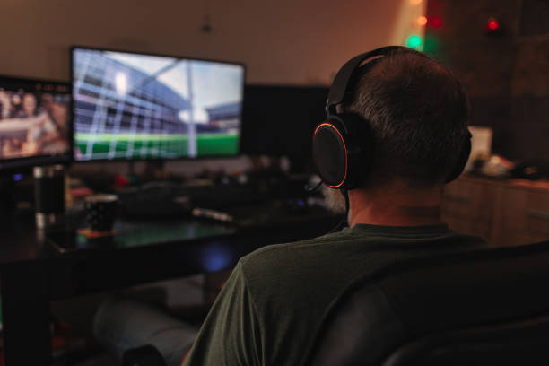 istock Cyber sport. Team play. Professional cybersport player training or playing online game on his PC 1293804849