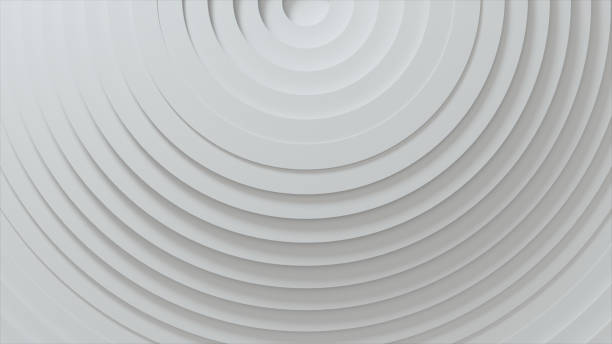 istock Abstract pattern of circles with displacement effect. White blank rings. Abstract background for business presentation. The center is shifted to the side. 3d illustration 1293808222
