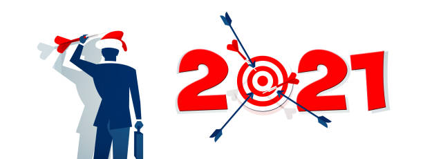 istock 2021 with target and goal concept. 3D illustration 1293809227