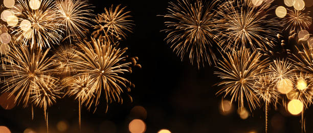 istock Abstract colored firework on dark sky. Celebration and anniversary concept 1293810252