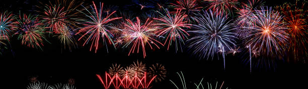 istock Abstract colored firework on dark sky. Celebration and anniversary concept 1293810800
