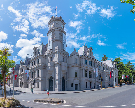 Downtown street view in historic town, Oamaru, New Zealand