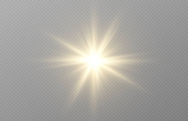 ilustraciones, imágenes clip art, dibujos animados e iconos de stock de luz dorada vectorial. sol, rayos del sol, amanecer, estrella, bengala png. estrella dorada. flash dorado png. imagen vectorial. - luz del sol