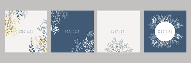 Trendy Floral Gold And White Background Design Templates Good For Poster  Card Cover Banner Placard Brochure Universal Hand Drawn Floral Templates  For Birthday Invitations Menu And Baby Shower Stock Illustration - Download