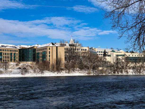 This is a great view from across the Fox River of Lawrence University in downtown Appleton, Wisconsin during the winter season.