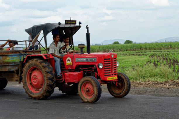Farmers traveling by tractor Village Sangli State Maharashtra India
