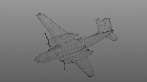 istock 3d illustration. Drawing of an american bomber from world war 2 1293841017