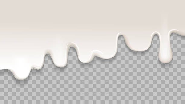 istock Isolated melt white liquid cream. yoghurt chocolate flow down. Wave splash of white liquid on transparent background. Vector illustration EPS 10 1293845116
