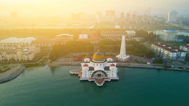 istock Arial view of Malacca Straits Mosque during sunset. 1293846037