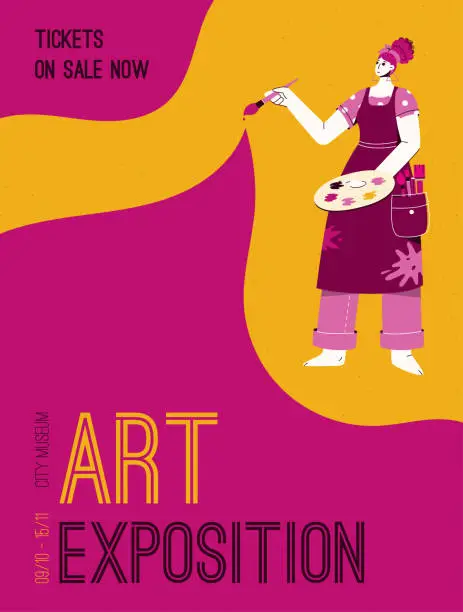 Vector illustration of Vector poster of Art Exposition at City Museum concept