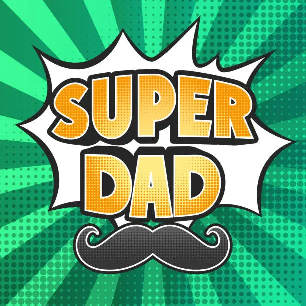 Vector illustration of Super Dad, mustache comic effect