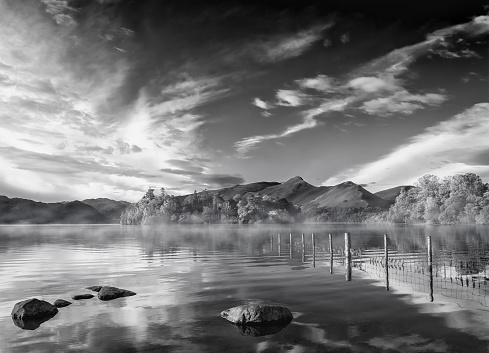 Mono photo of Derwentwater in the English Lake District