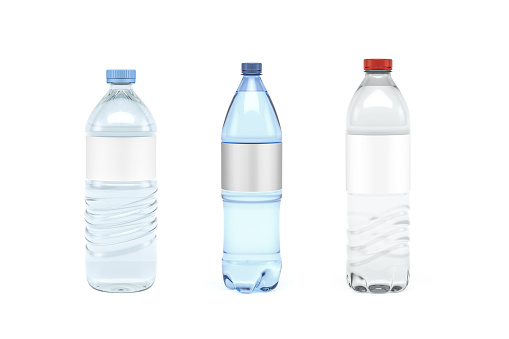 Plastic water bottle mockup isolated on white background - 3D render