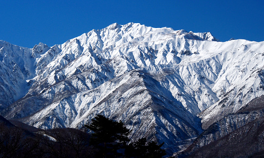 snow-covered japanese mountain (Mt. karanatsu/ hakuba-happo)   Nagano.Hakuba Village