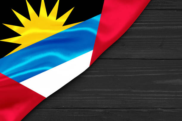 Flag of Antigua and Barbuda place for text cope space.
