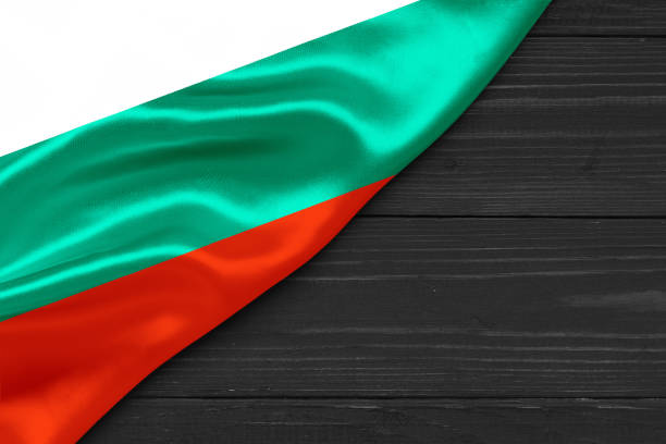 Flag of bulgaria waving with highly detailed textile texture pattern