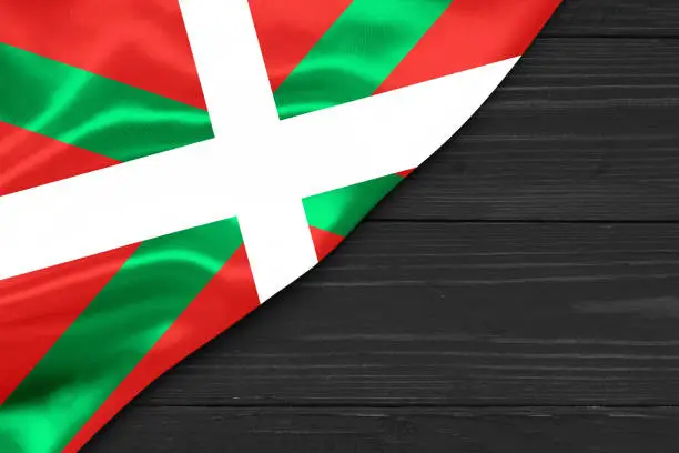 Photo of Basque flag close-up place for text cope space
