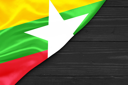 Flag of Myanmar place for text cope space.