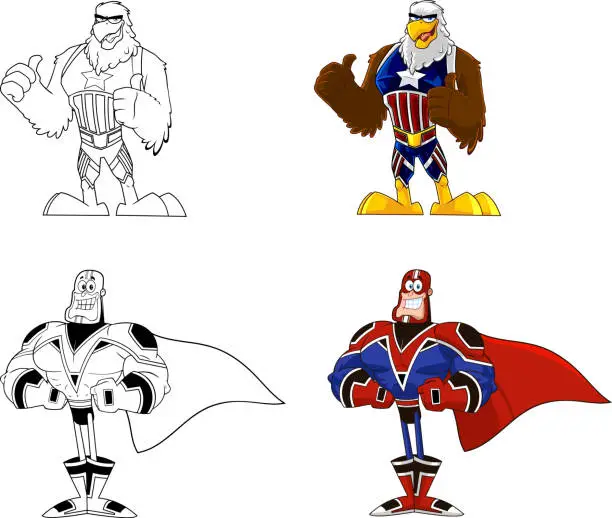 Vector illustration of Super Hero Cartoon Characters