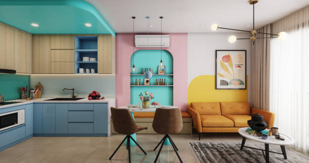 Cozy and Modern Small Apartment Digitally generated cozy and modern small apartment interior scene.

The scene was rendered with photorealistic shaders and lighting in Corona Renderer 6 for Autodesk® 3ds Max 2020 with some post-production added. variegated stock pictures, royalty-free photos & images