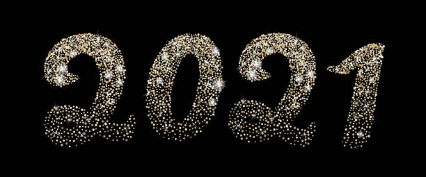 istock 2021 Happy New Year Xmas design template with golden calligraphic shiny text 1293890558