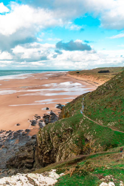 istock Cape of Carteret beach from the semaphore at low tide (Normandie, France) 1293899701