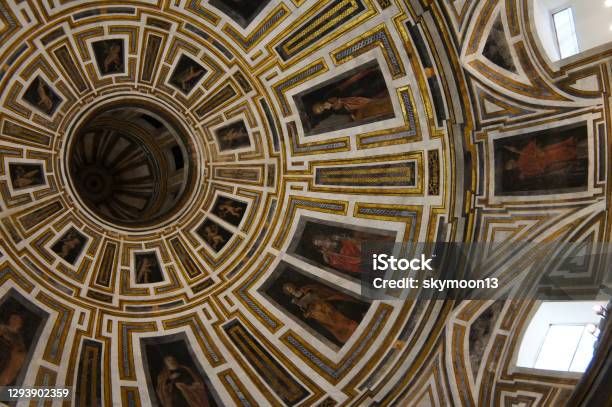 Fragment Of The Dome At Church Of The Holy Christ Of Health Iglesia Del Santo Cristo De La Salud Malaga Spain Stock Photo - Download Image Now