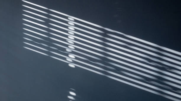 istock Shadow floor. Abstract light, black shadow overlay from window on white texture wall. Sunlight architecture background. Overlay effect for photo and design. 1293912579