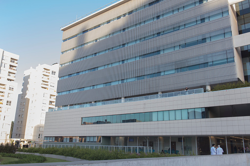 Facade of hospital building