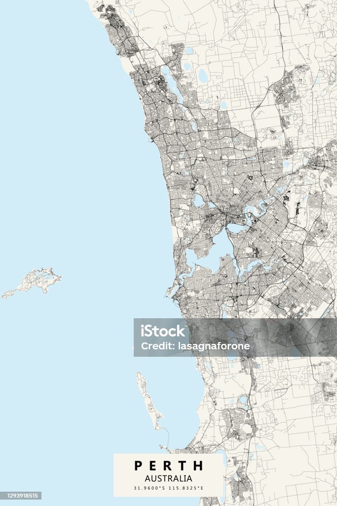 Perth Map. Easy Perth Australia Vector Map Stock Illustration - Download Image Now ...