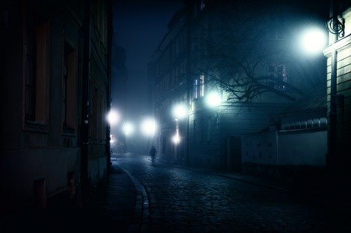 Old City, Night, Fog, Warsaw, Poland