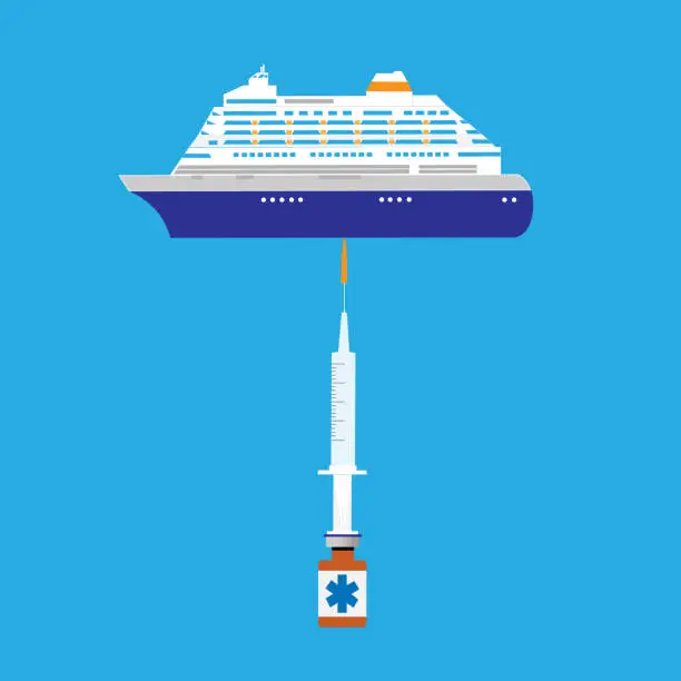 Vector illustration of Balancing cruise line industry