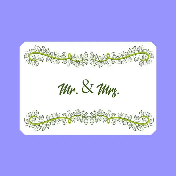 Vector illustration of Mr. and Mrs. floral wedding card vector
