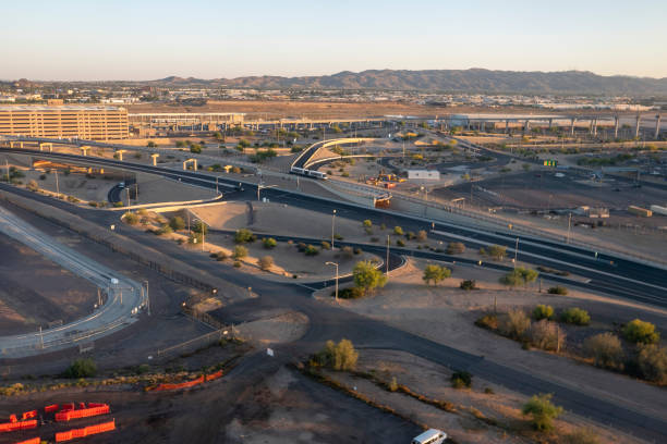 Aerial view of PHX Sky Train in Phoenix, Arizona