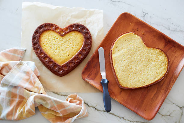 istock Heart Cake and Parchment Paper on Marble Surface 3 1293932321