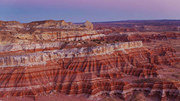 Striped Canyon Walls in Grand Staircase Escalante National Monument Drone shot of the stunning landscape around Catstair Canyon in Grand Staircase Escalante National Monument at sunset. grand staircase escalante national monument stock pictures, royalty-free photos & images