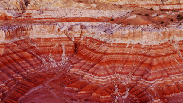 Striped Rocks in Grand Staircase Escalante National Monument Drone shot of the stunning landscape around Catstair Canyon in Grand Staircase Escalante National Monument at sunset. grand staircase escalante national monument stock pictures, royalty-free photos & images