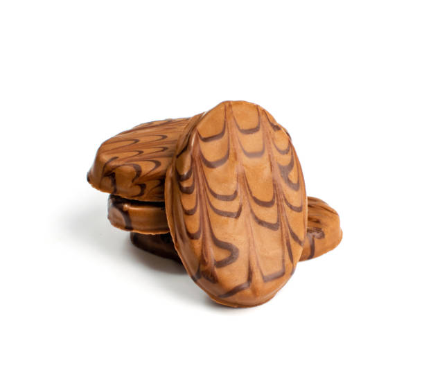 istock Oval Shortbread Biscuit Coated in Milk and Dark Chocolate 1293937239