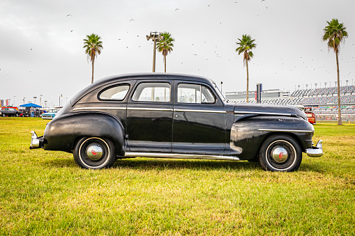 Daytona Beach, FL - November 29, 2020: 1947 Plymouth Special DeLuxe at a local car show.
