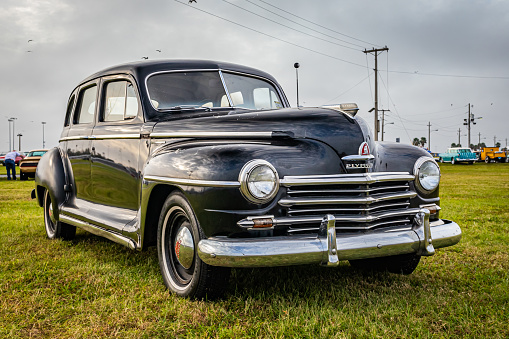 Daytona Beach, FL - November 29, 2020: 1947 Plymouth Special DeLuxe at a local car show.