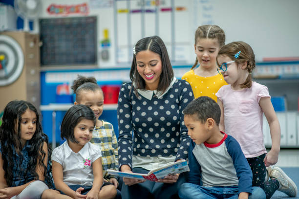 istock Indian kindergarten teacher reads to class 1293937551