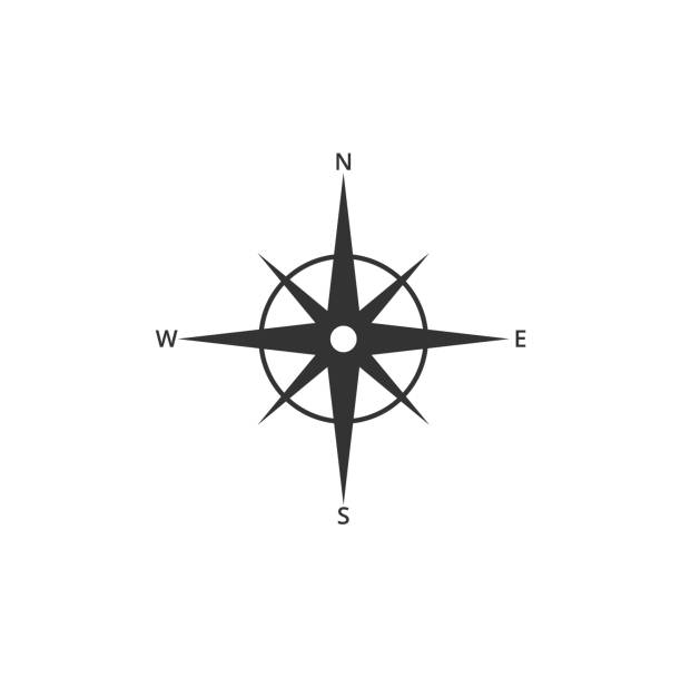 Vector compass with North South East and West indicator Vector compass with North South East and West indicator compass rose stock illustrations